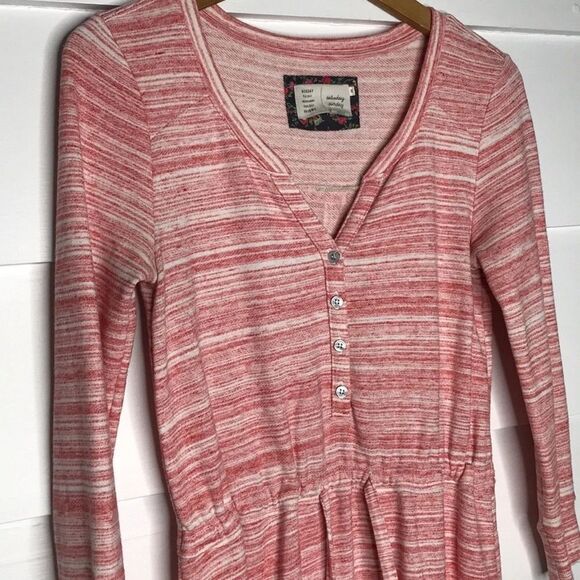 Saturday Sunday Pink Henley Dress with Tie in Front Size Extra Small - Picture 3 of 10